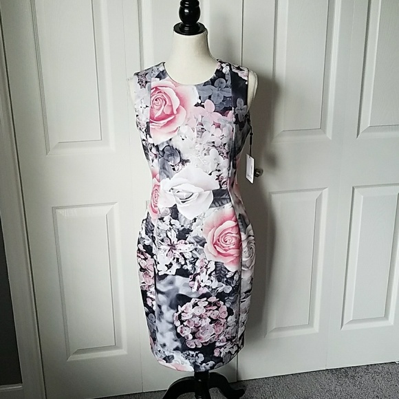 calvin klein grey floral dress